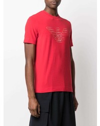 T-shirt à col rond imprimé rouge Emporio Armani