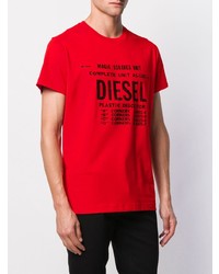 T-shirt à col rond imprimé rouge Diesel