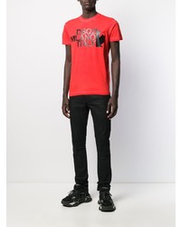 T-shirt à col rond imprimé rouge DSQUARED2