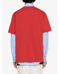 T-shirt à col rond imprimé rouge Gucci