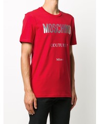 T-shirt à col rond imprimé rouge Moschino