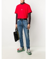 T-shirt à col rond imprimé rouge MSGM