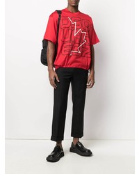 T-shirt à col rond imprimé rouge DSQUARED2