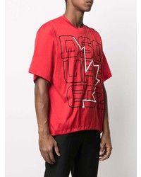 T-shirt à col rond imprimé rouge DSQUARED2