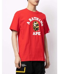 T-shirt à col rond imprimé rouge A Bathing Ape