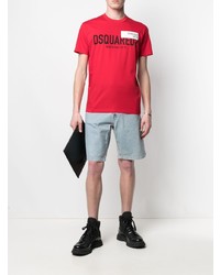 T-shirt à col rond imprimé rouge DSQUARED2