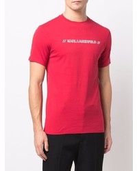 T-shirt à col rond imprimé rouge Karl Lagerfeld