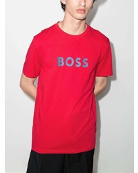 T-shirt à col rond imprimé rouge BOSS