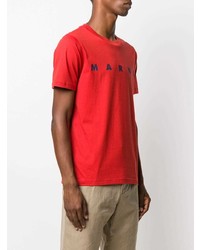 T-shirt à col rond imprimé rouge Marni