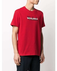 T-shirt à col rond imprimé rouge Woolrich