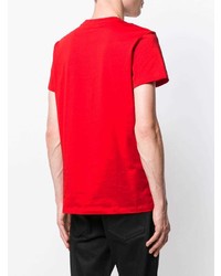 T-shirt à col rond imprimé rouge Balmain