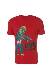 T-shirt à col rond imprimé rouge Love Moschino