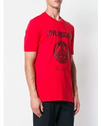 T-shirt à col rond imprimé rouge Love Moschino