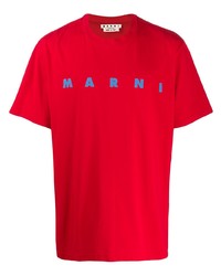 T-shirt à col rond imprimé rouge Marni
