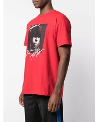 T-shirt à col rond imprimé rouge Supreme