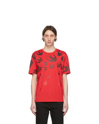 T-shirt à col rond imprimé rouge McQ Alexander McQueen