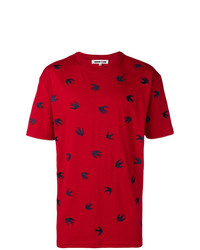 T-shirt à col rond imprimé rouge McQ Alexander McQueen