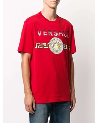 T-shirt à col rond imprimé rouge Versace