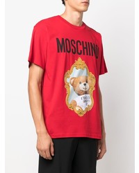 T-shirt à col rond imprimé rouge Moschino