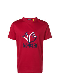 T-shirt à col rond imprimé rouge Moncler