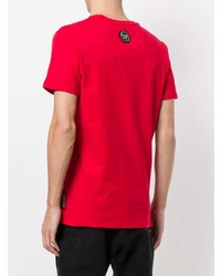 T-shirt à col rond imprimé rouge Philipp Plein