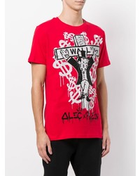 T-shirt à col rond imprimé rouge Philipp Plein