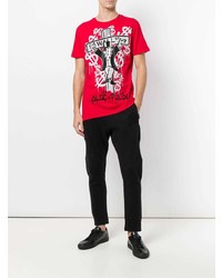 T-shirt à col rond imprimé rouge Philipp Plein