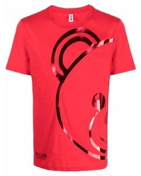 T-shirt à col rond imprimé rouge Moschino
