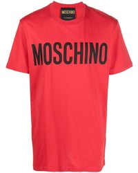 T-shirt à col rond imprimé rouge Moschino