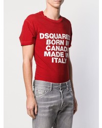 T-shirt à col rond imprimé rouge DSQUARED2