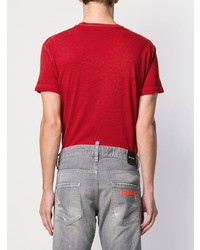 T-shirt à col rond imprimé rouge DSQUARED2