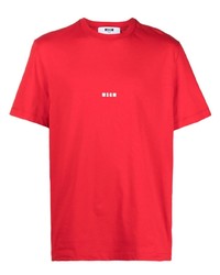 T-shirt à col rond imprimé rouge MSGM