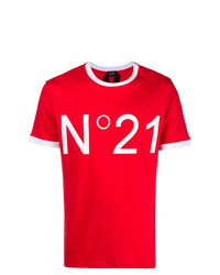T-shirt à col rond imprimé rouge N°21