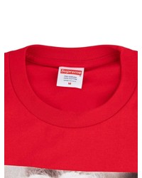 T-shirt à col rond imprimé rouge Supreme