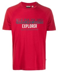 T-shirt à col rond imprimé rouge Napapijri