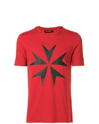 T-shirt à col rond imprimé rouge Neil Barrett