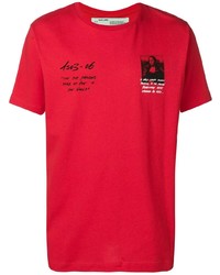 T-shirt à col rond imprimé rouge Off-White