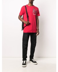 T-shirt à col rond imprimé rouge Philipp Plein