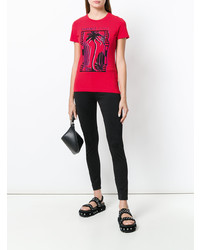T-shirt à col rond imprimé rouge Versace Jeans
