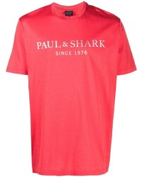 T-shirt à col rond imprimé rouge Paul & Shark
