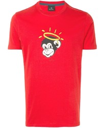 T-shirt à col rond imprimé rouge Paul Smith
