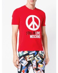 T-shirt à col rond imprimé rouge Love Moschino