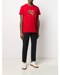 T-shirt à col rond imprimé rouge Etro