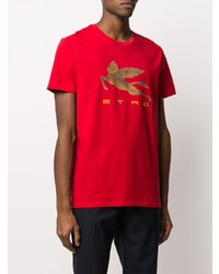 T-shirt à col rond imprimé rouge Etro