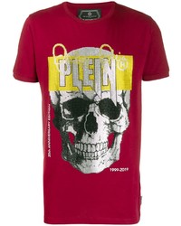 T-shirt à col rond imprimé rouge Philipp Plein