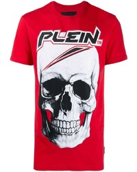 T-shirt à col rond imprimé rouge Philipp Plein