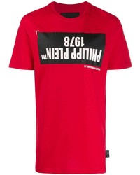 T-shirt à col rond imprimé rouge Philipp Plein