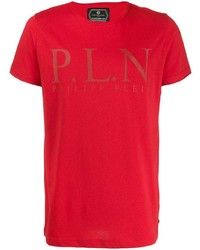 T-shirt à col rond imprimé rouge Philipp Plein