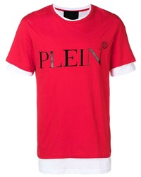 T-shirt à col rond imprimé rouge Philipp Plein