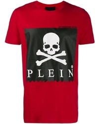 T-shirt à col rond imprimé rouge Philipp Plein